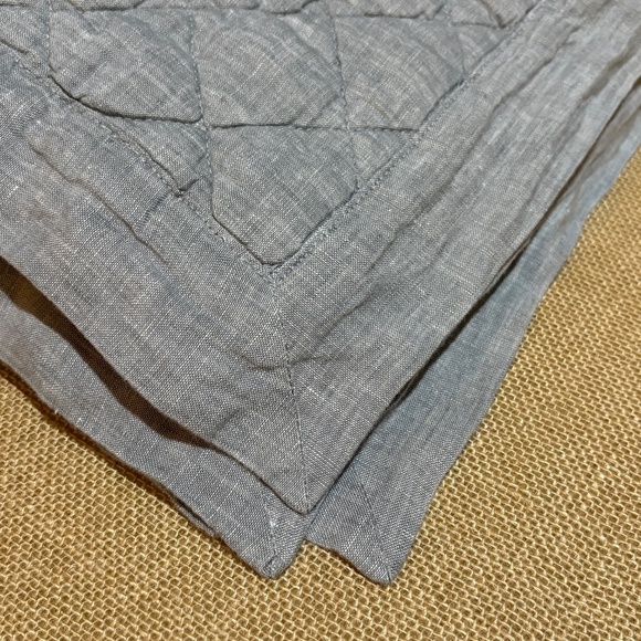Pottery Barn Flax Linen Diamond Quilted Euro Shams Set 26 X26 Heathered Charcoal - Picture 8 of 14